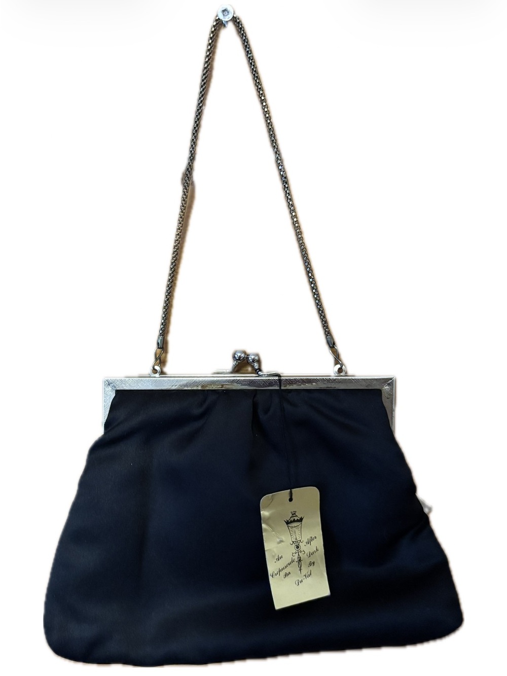 Vintage 1950s–60s Du-Val Black Satin Evening Bag – NWT / Unused